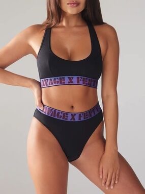 Savage X Fenty Scoop Neck Bralette with Purple Logo Band